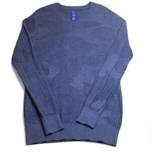 Kit and Ace Merino Wool Blue Camouflage Textured Knit Crewneck Sweater sz S EUC